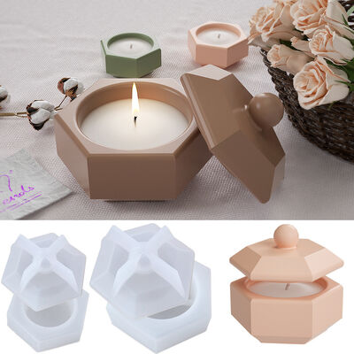 DIY Drip Glue Gypsum Cement Cut Hexagonal Storage Box Small Cut Candle Cup Storage Gypsum Silicone Mold