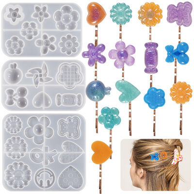 DIY crystal dropper hair clip ring bracelet silicone mold flower windmill fruit heart patch grinder