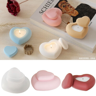 DIY Crystal Dropping Resin Gypsum Love Storage Can Aromatherapy Candle Cup Candle Stand Silicone Mold