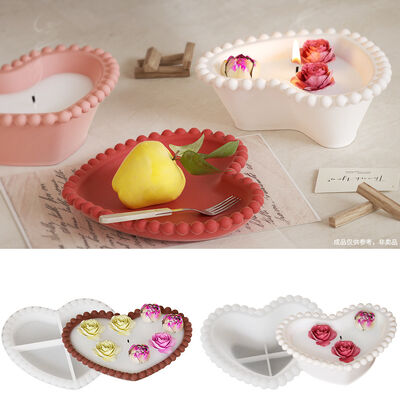 DIY Drip Glue Resin Beads Lace Love Storage Dish Aromatherapy Gypsum Candle Cup Silicone Mold