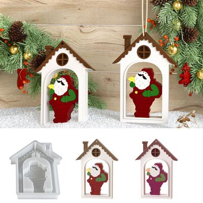 DIY Christmas Santa Claus House Listing Aromatherapy Gypsum Platform Decoration Pendant Silicone Mold