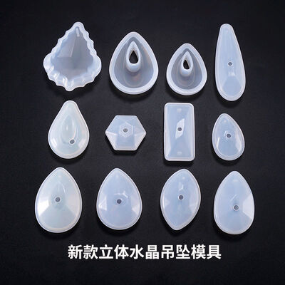 DIY crystal dropper silicone mold new 3D crystal pendant with hole 3D pendant mold