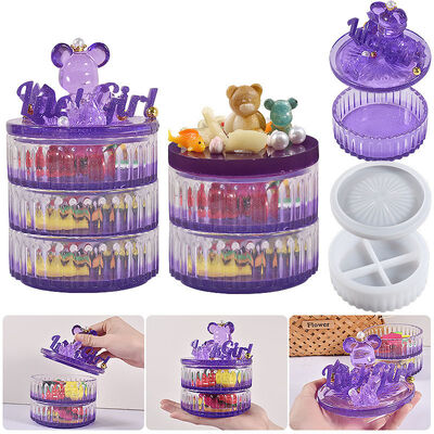 DIY Drip Glue Gypsum Stacking Music Circular Stripe Storage Box Simple Multi layer Storage Can Silicone Mold