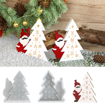 Decoración de árbol de Navidad Santa Claus Molde de silicona DIY Aromaterapia de Navidad Molde de vela de yeso
