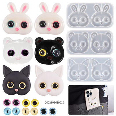DIY crystal dropper resin mobile phone case patch 3D three-dimensional bear rabbit cat head silicone mold