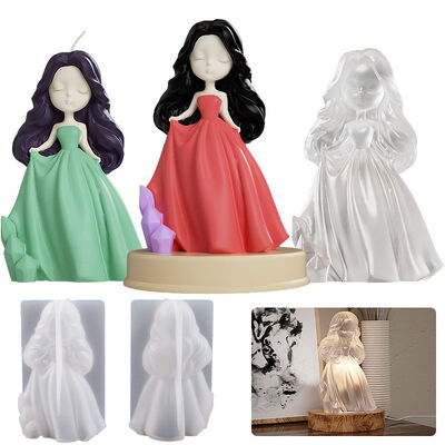 DIY Mirror Stereoscopic Little Princess Stage Candle Grinding Tool Skirt Portrait Base Dropping Silicone Mold