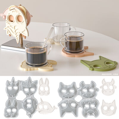 DIY cat face, cow face, dolphin, unicorn, hole, coaster, aromatherapy, gypsum decoration, ornament, silicone mold