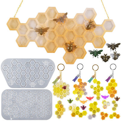 DIY crystal dropper resin gypsum mirror honey honeycomb keychain door number pendant silicone mold