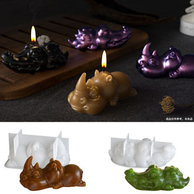 Crystal dropper mirror Q-version crocodile rhinoceros jewelry ornament dropper mold DIY aromatherapy candle mold
