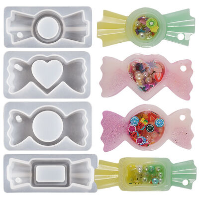 Drip Glue DIY Simple Square Round Handmade Flowing Sand Candy Pendant Keychain Pendant Silicone Mold
