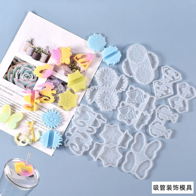 DIY crystal dropper molds, multiple attractive and upgraded straw decoration silicone molds, available for wholesale in stock