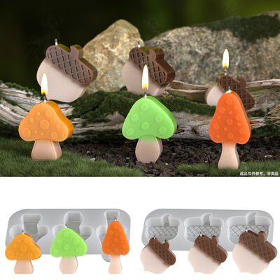 Sanlian Mushroom Pinecone Candle Ornament Grinding DIY Resin Gypsum Home Decor Dropping Silicone Mold