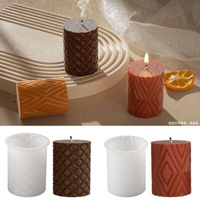 DIY Crystal Dropping Gel Mold Cylinder Aromatherapy Diamond Leather Pattern Gypsum Candle Ornament Silicone Mold