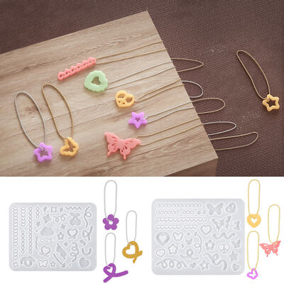 Crystal Drip Glue Flowing Sand Small Accessories DIY Love Pentagram Resin Bracelet Pendant Silicone Mold