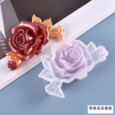 DIY crystal drip glue mold with branches, rose petals, table decoration, silicone mold spot wholesale