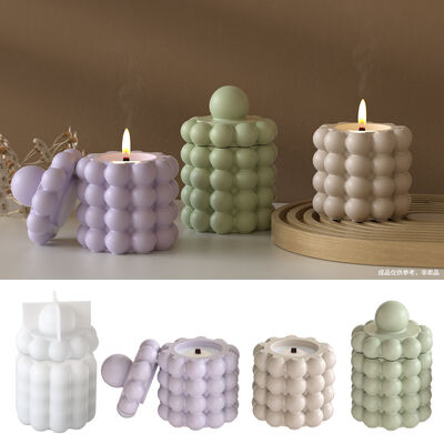 DIY resin gypsum cement polka dot bubble bead storage jar aromatherapy candle cup ornament silicone mold