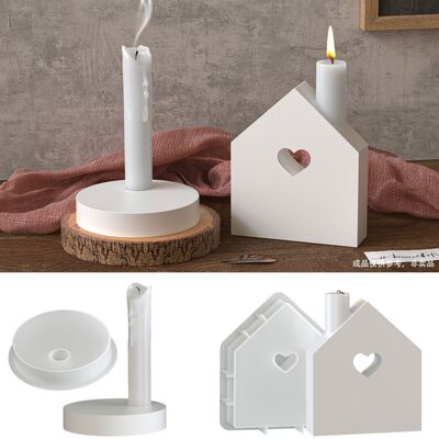 Hollow out love house candle holder silicone mold DIY circular aromatherapy gypsum candle holder decoration mold