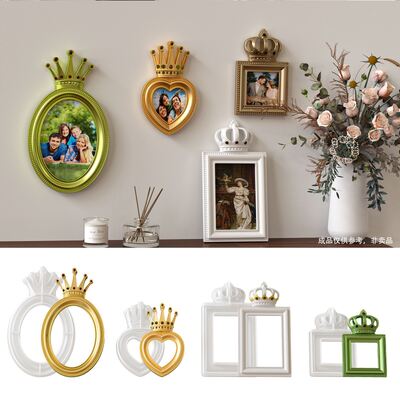 Ins Style European Crown Photo Frame Silicone Mold DIY Elliptical Love Square Aromatherapy Gypsum Pendant Dropping Mold