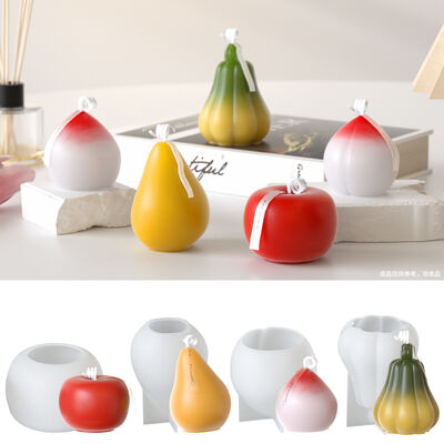 3D Apple Pear Peach Pumpkin Fruit Vegetable Aromatherapy Gypsum Candle Decoration Silicone Mold
