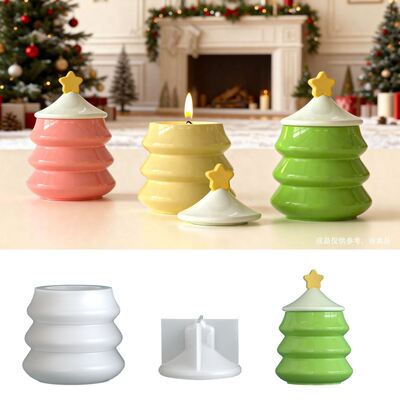 Aromaterapia yeso resina cemento pentagrama árbol de Navidad depósito tarro vela copa ornamento silicona molde