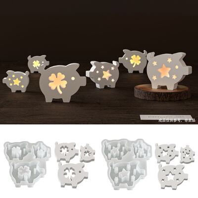 DIY Easter aromatherapy gypsum hollow four leaf clover five pointed star three connected pig ornament silicone mold
