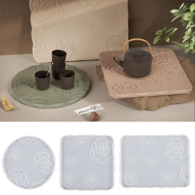 DIY epoxy resin camellia tray drip glue grinder, long square square circular gypsum table, coaster, silicone rubber