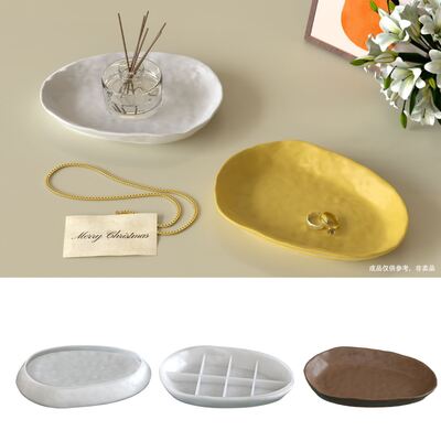 Aromatherapy gypsum cement irregular elliptical water ripple rock pattern dish storage tray silicone mold