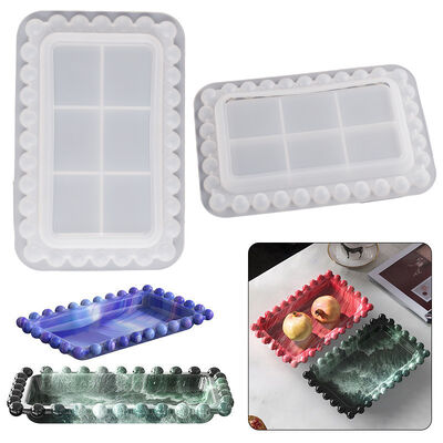 DIY Yumei Crystal Dropping Gel Mold Rectangular Bead Edge Storage Plate Jewelry Dish Silicone Mold