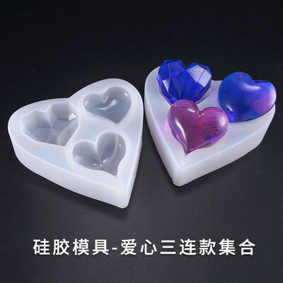 Silicone Mold DIY Crystal Dropping Love Triple Series Collection High Brightness Mirror Love Silicone Mold