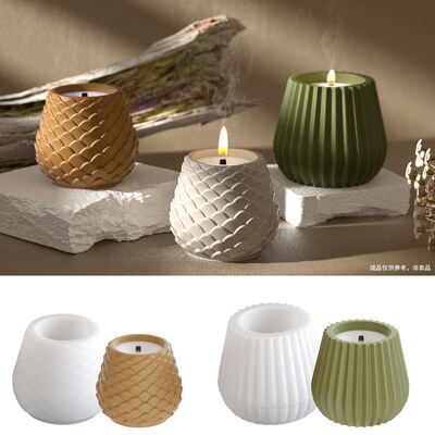 DIY Fish Scale Folding Pattern Storage Can Flower Pot Ornament Aromatherapy Gypsum Candle Cup Silicone Mold