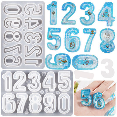 DIY crystal resin drop glue Arabic numerals quicksand keychain pendant pendant silicone mold