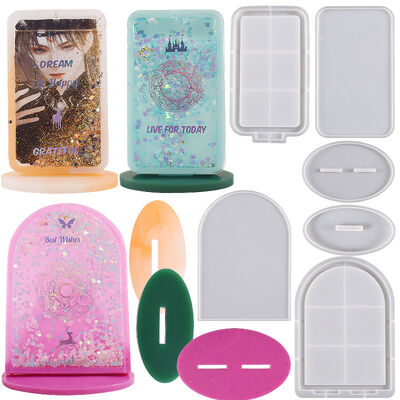 DIY crystal dropper resin quicksand ornament rectangular elliptical quicksand photo frame table silicone mold