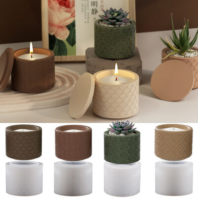 DIY crystal drip glue cement fish scale leaf pattern flower pot storage box gypsum candle cup ornament silicone mold