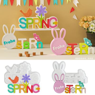 New Easter letter silicone mold DIY chicken rabbit flower letter ornament gypsum mold