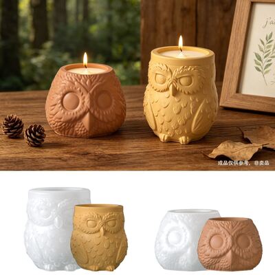 Cross border new product owl storage can silicone mold DIY aromatherapy gypsum candle cup dropper mold