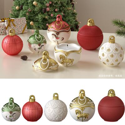 Cross border wooden horse lace striped circular bell storage box, candle cup, gypsum silicone mold