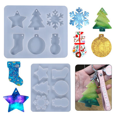 DIY molde de gotero de cristal de Navidad copo de nieve hombre de nieve árbol botas serie de campana colgante molde de silicona