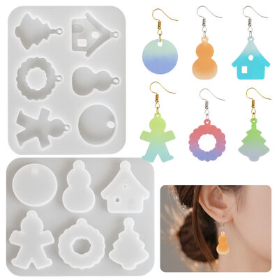 DIY crystal dropper Christmas pendant hanging snowman house Christmas tree earrings hanging silicone mold