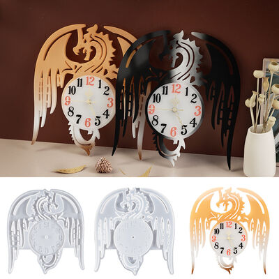 DIY Dragon Flying Clock Dropping Mold Simple Watch Movement Arabic numerals Dial Ornament Silicone Mold