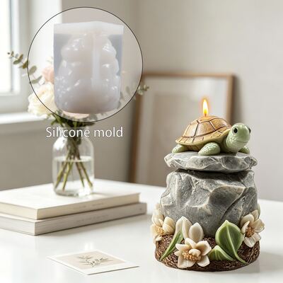 New Longevity Turtle Rock Flower Platform Silicone Mold DIY Turtle Aromatherapy Candle Gypsum Mold