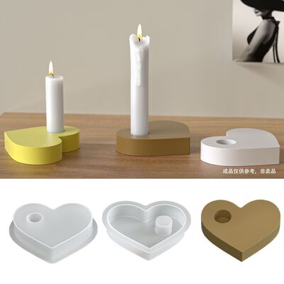 Yeso para aromaterapia, soporte para velas en forma de corazón, base de silicona, molde DIY, portavelas fino en forma de corazón