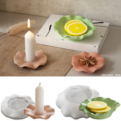 DIY Glue Resin Mirror Lotus Leaf Plate Tray Silicone Mold Aromatherapy Gypsum Plate Decoration Mold
