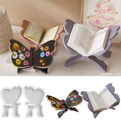 DIY crystal dropper resin gypsum size butterfly chanting bracket reading bookshelf silicone mold