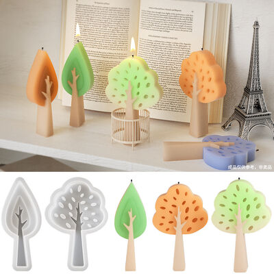 DIY resin gypsum tree platform grinding tool aromatherapy size tree leaves candle ornament silicone mold