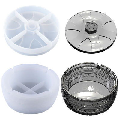 DIY Crystal Drip Rubber Tire Storage Box Mold, Car Tire Pattern, Circular Ashtray, Silicone Mold