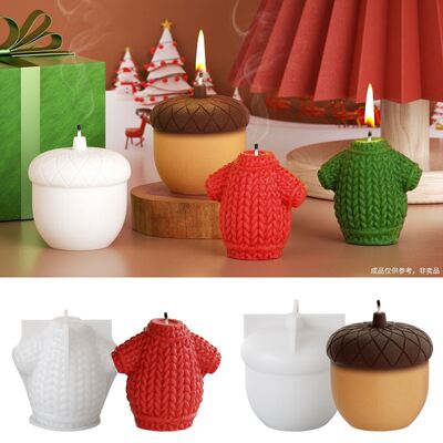 DIY crystal dropper resin gypsum three-dimensional woolen sweater hazelnut fruit candle ornament silicone mold