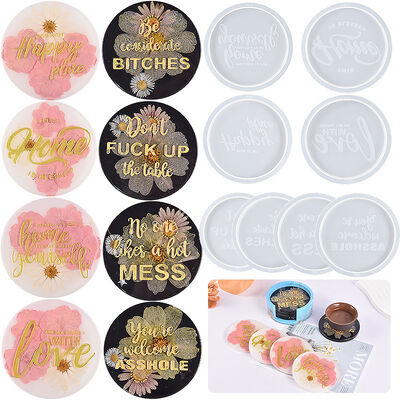 DIY Crystal Dropper, English Letters, Blessings, Hurtful Words For Friends, Coaster, Teacup Holder, Mirror Silicone Mold
