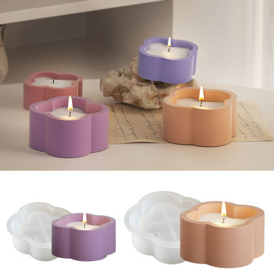 DIY Clover Sized Storage Box Ornament, Gypsum Candle Cup, Potted Succulent Flower Container, Silicone Mold
