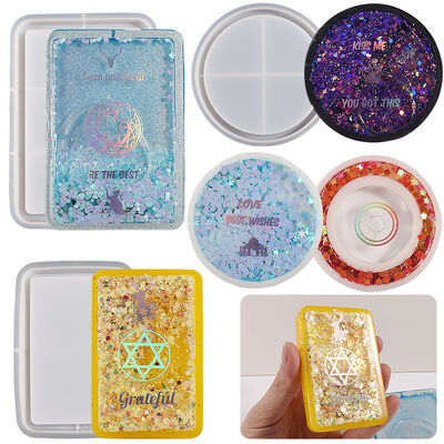 Resin Quicksand Photo Frame Platform Mold, Rectangular And Circular Quicksand Bar Holder, Hanging Tag, Silicone Mold