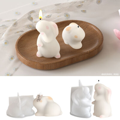 DIY 3D Rabbit Candle Decoration Silicone Mold Easter Aromatherapy Gypsum Grinding Machine